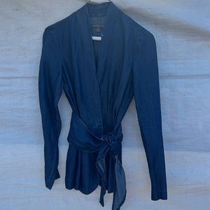 Level 99 denim belted shirt